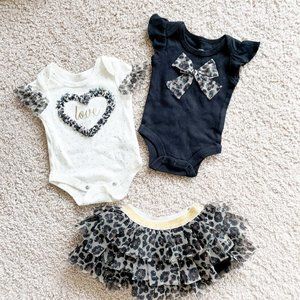 BABY GIRL Newborn 3 piece Leopard Outfit